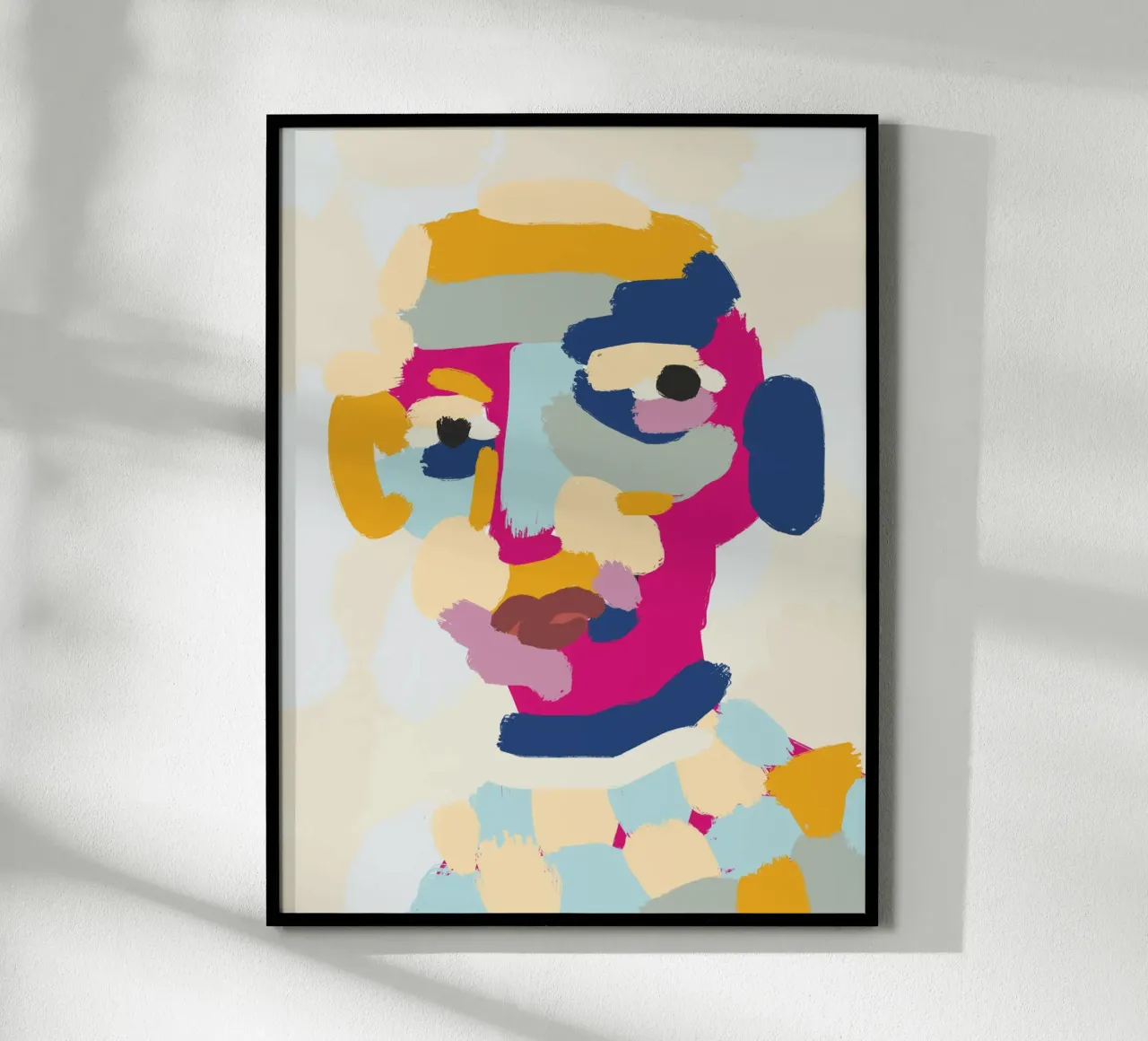 Ritratto a macchie di colore 06 poster con telaio in legno da Little Dean