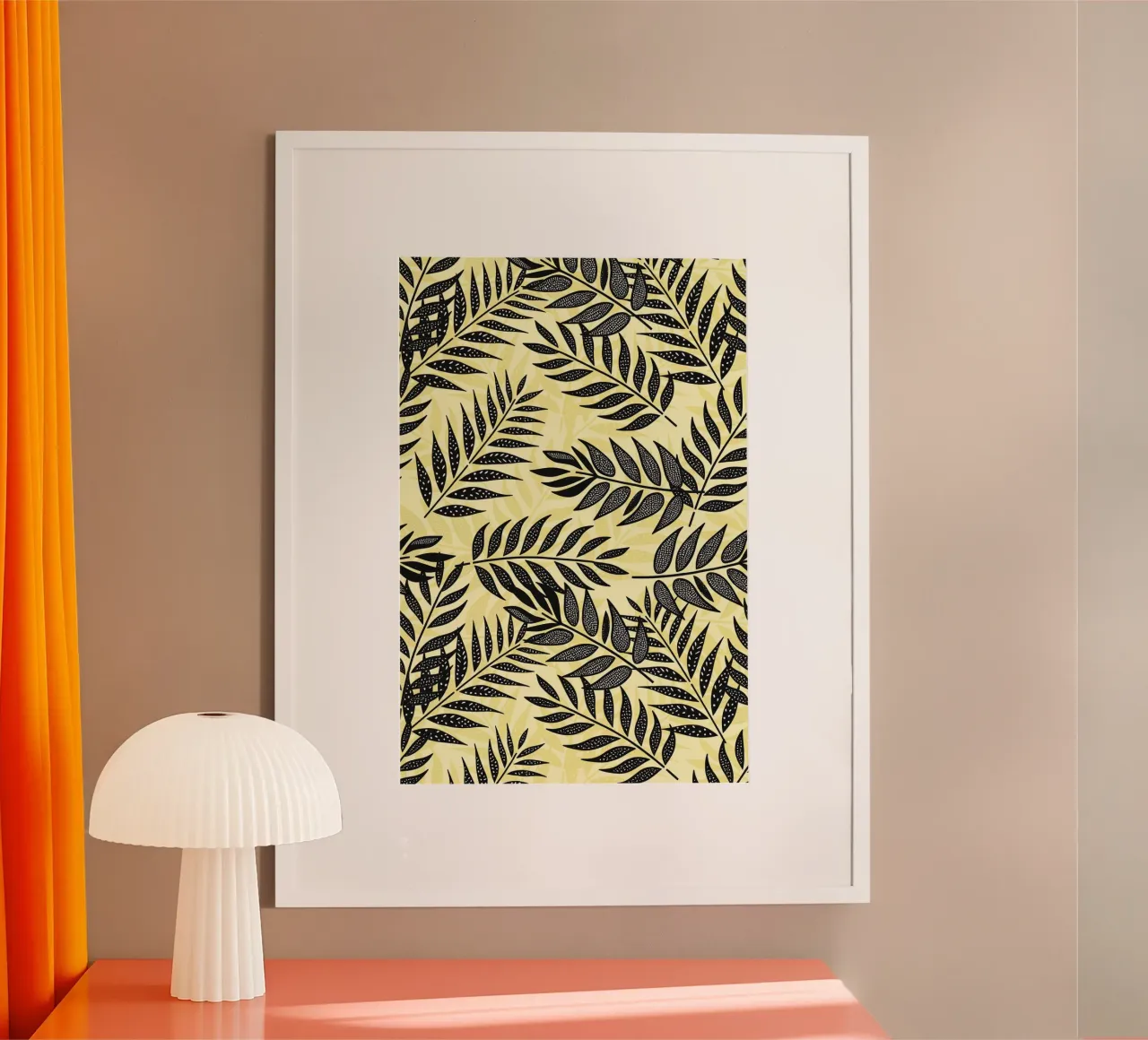 Foglie di palma tropicale gialle e nere poster con telaio in plastica da SilverPegasus
