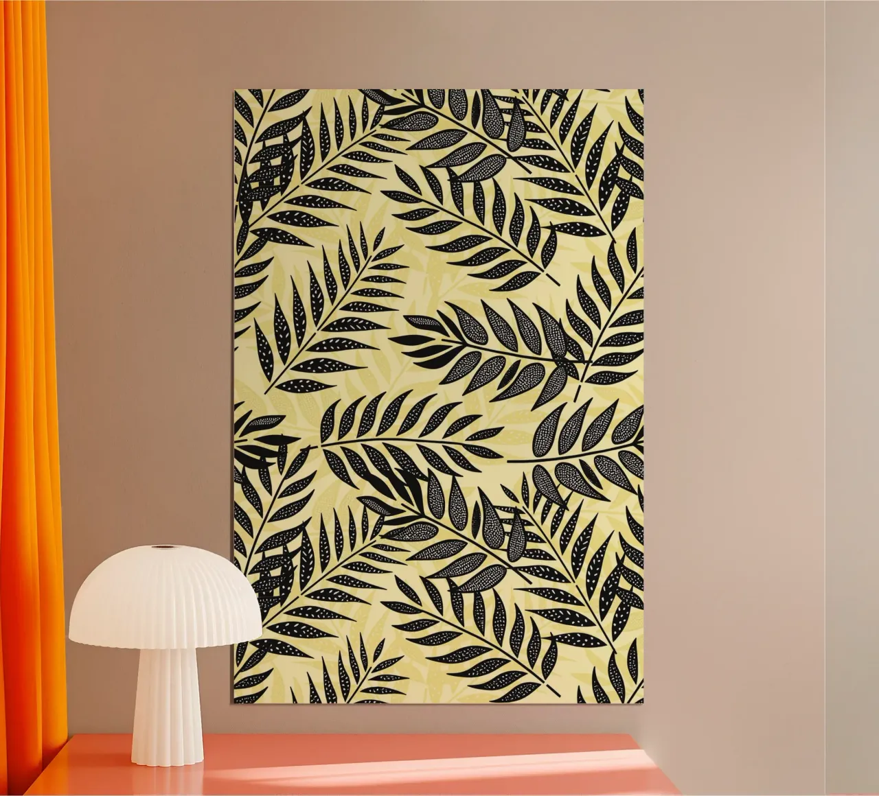 Foglie di palma tropicale gialle e nere poster con telaio in plastica da SilverPegasus