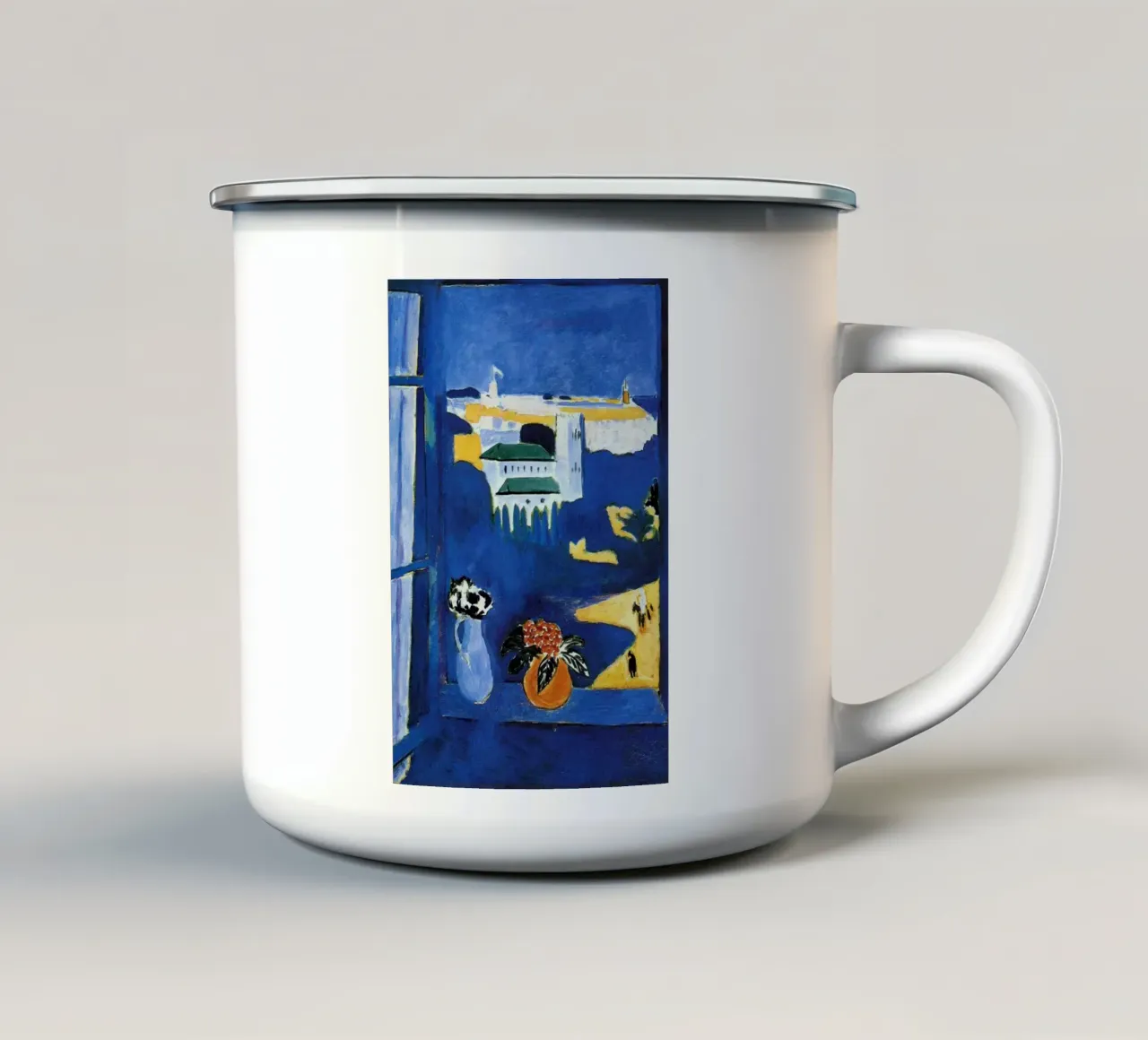 vue de la fenêtre de toit mug en émail de briyan shop