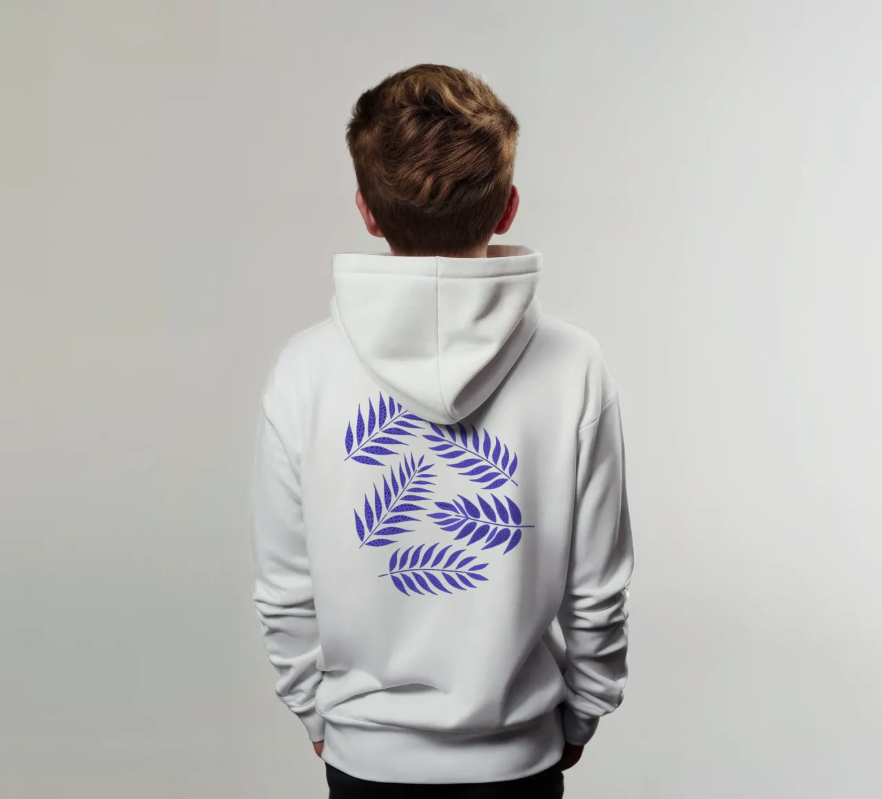 Foglie di palma tropicali blu e bianche felpa bambino con cappuccio da SilverPegasus