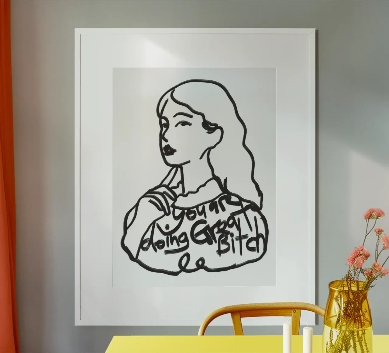 Stai andando alla grande, stronza poster con telaio in alluminio da Little Dean