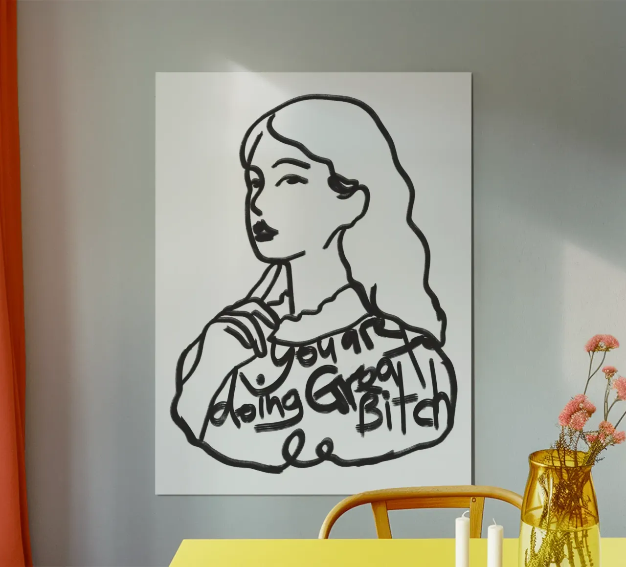 Stai andando alla grande, stronza poster con telaio in alluminio da Little Dean