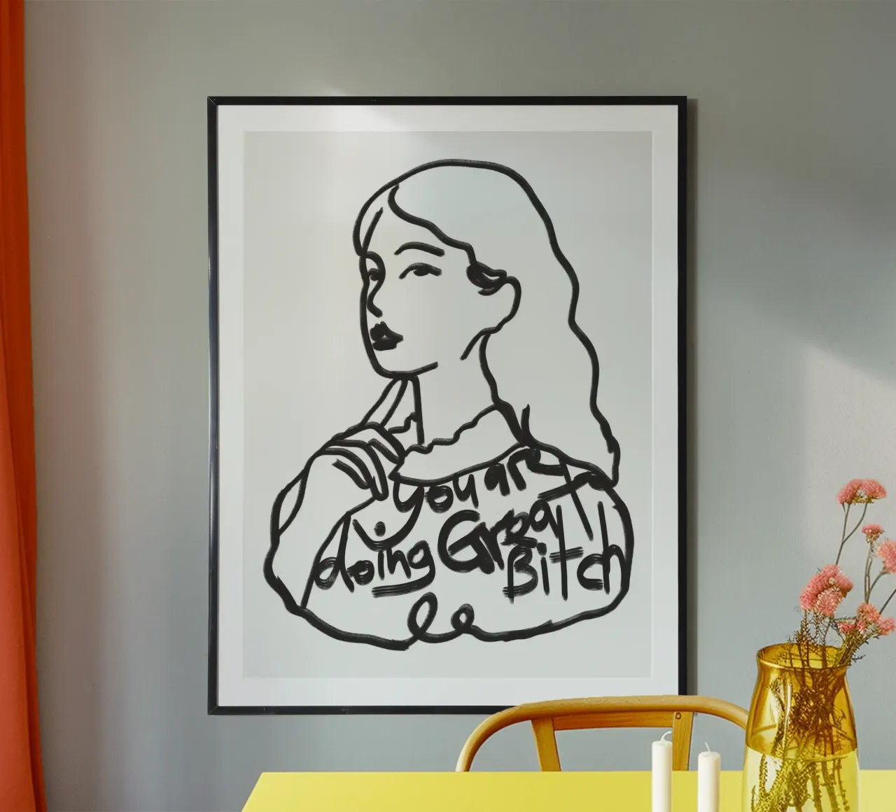 Stai andando alla grande, stronza poster con telaio in alluminio da Little Dean
