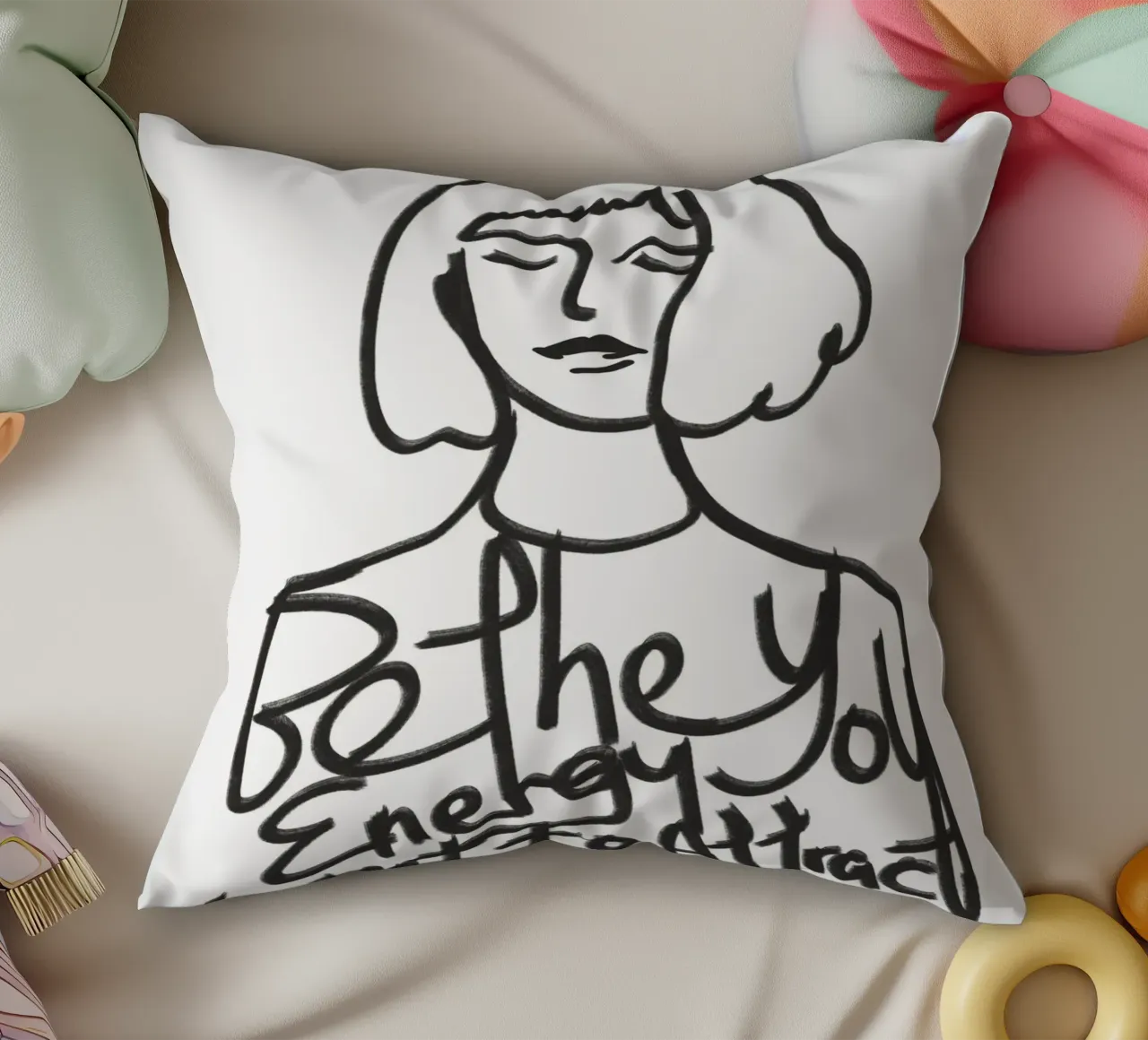 Be the energy you want to attract decorative cushion by Little Dean