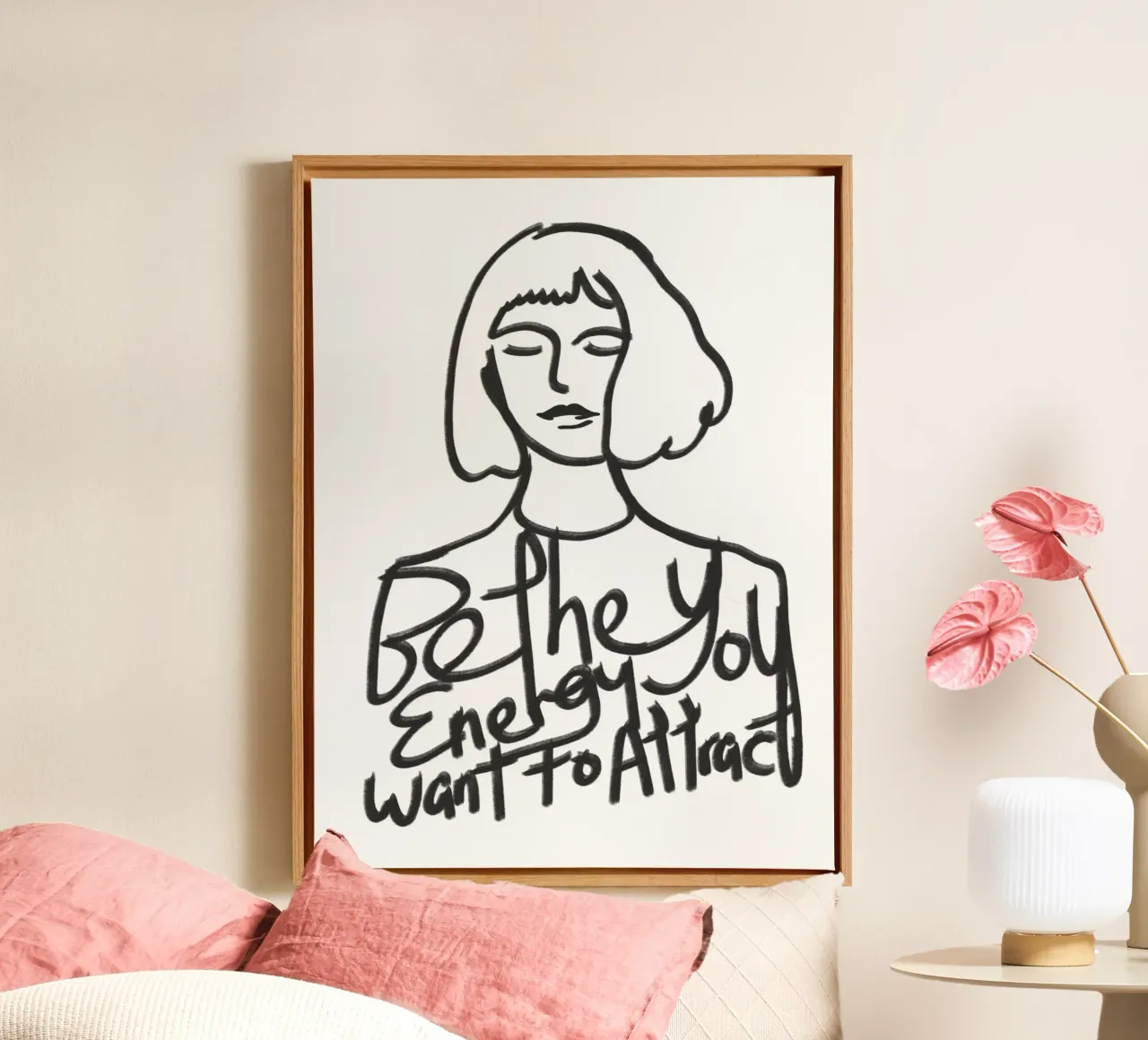 Be the energy you want to attract canvas with Floater frame by Little Dean