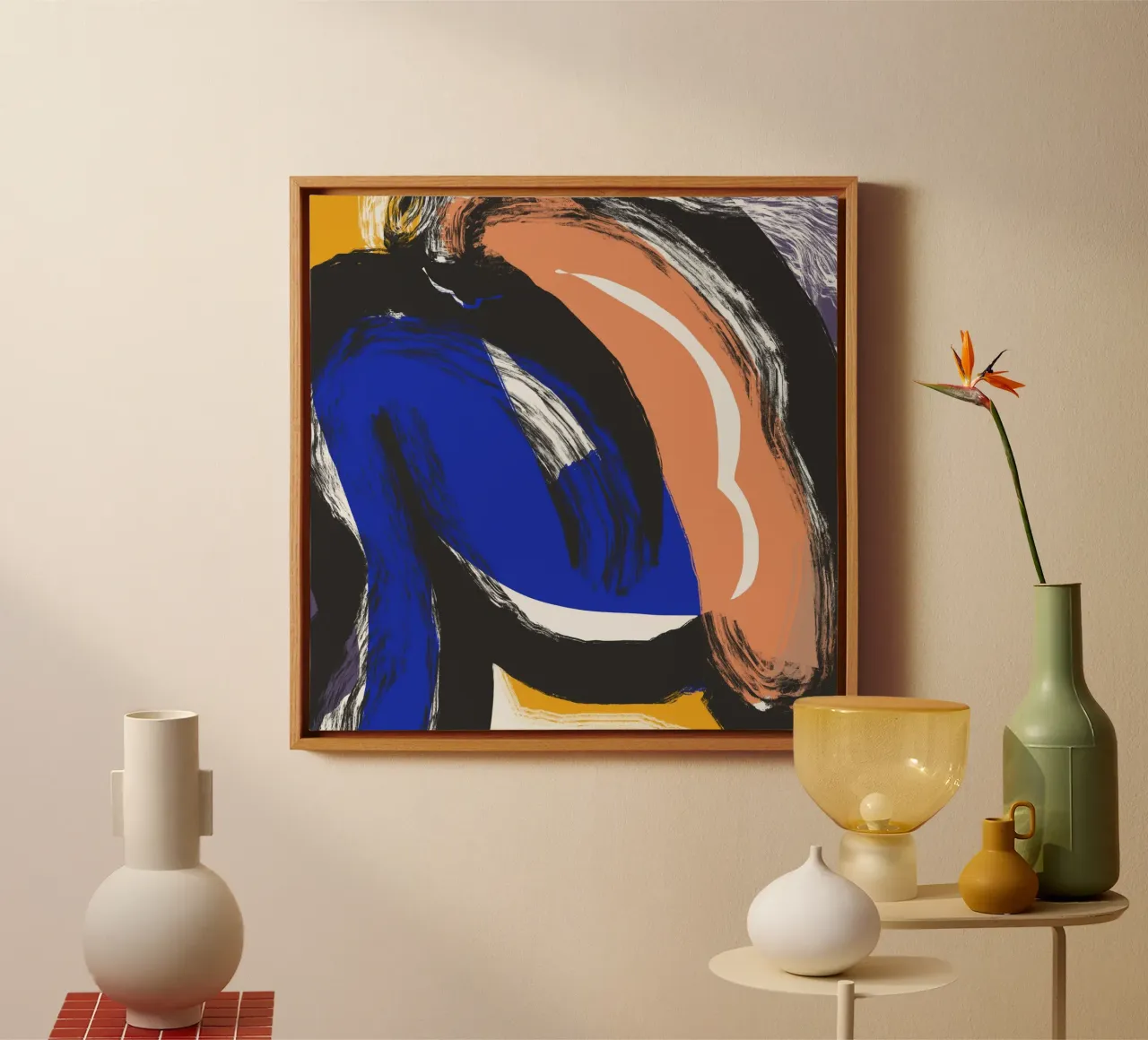 Naakt abstract maximalistisch 02 canvas met Baklijst van Little Dean