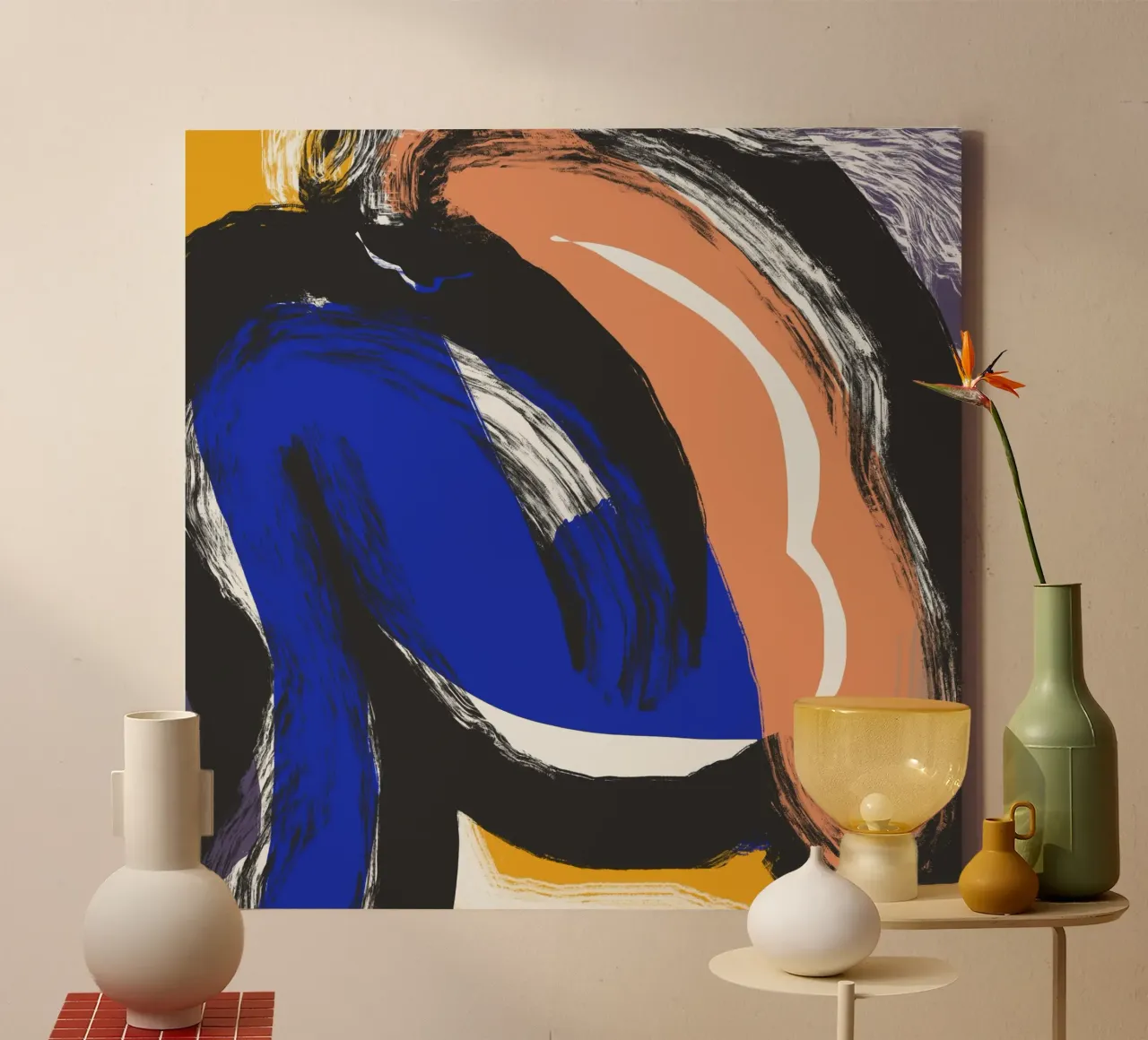 Naakt abstract maximalistisch 02 canvas met Baklijst van Little Dean