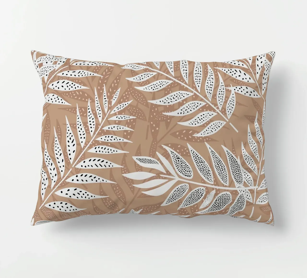 Foglie di palma tropicale marrone e bianco cuscino da SilverPegasus
