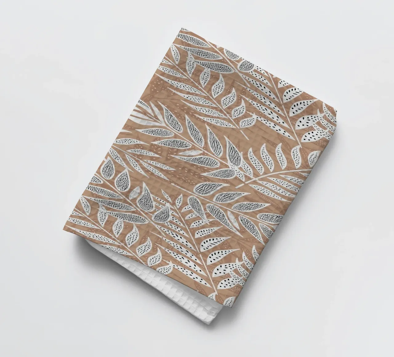 Foglie di palma tropicale marrone e bianco canovaccio da cucina da SilverPegasus
