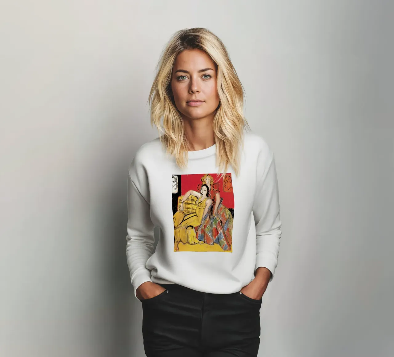 due donne sedute a bracciolo felpa da briyan shop