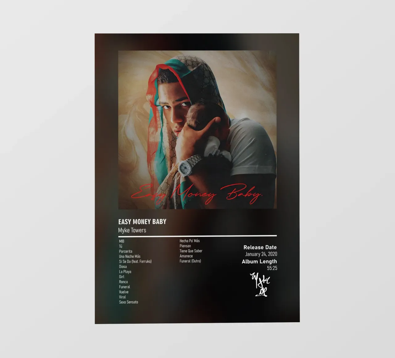Easy Money Baby (2020) by Myke Towers telo in pvc da DGUnder