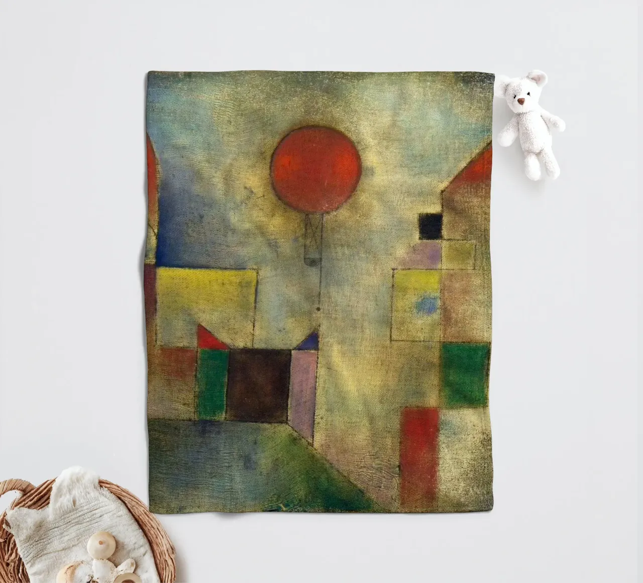 Paul Klee 1922 Red Balloon fleece blanket by 50 masterpieces