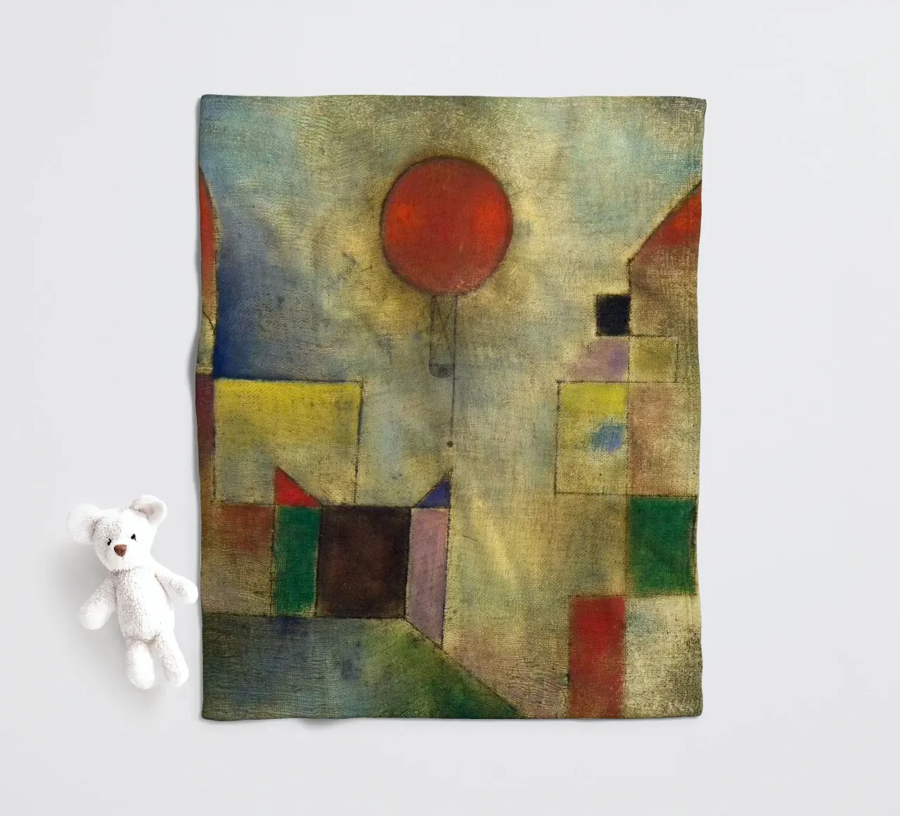 Paul Klee 1922 Red Balloon fleece blanket by 50 masterpieces