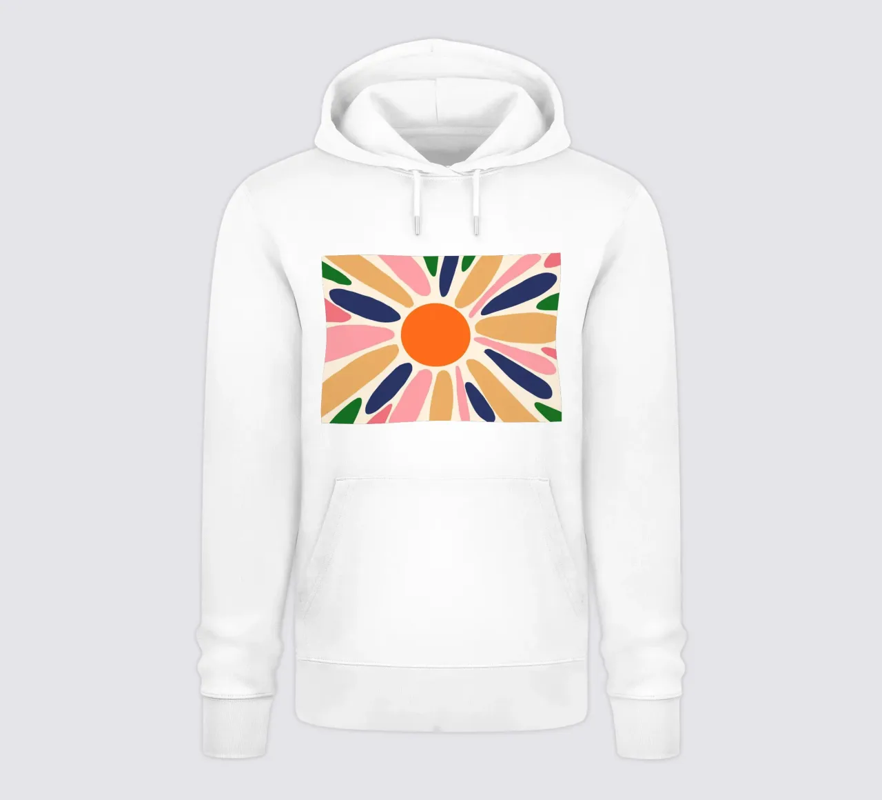Stampa d'arte astratta Boho Sunburst - Design floreale vibrante felpa con cappuccio da vintagepod