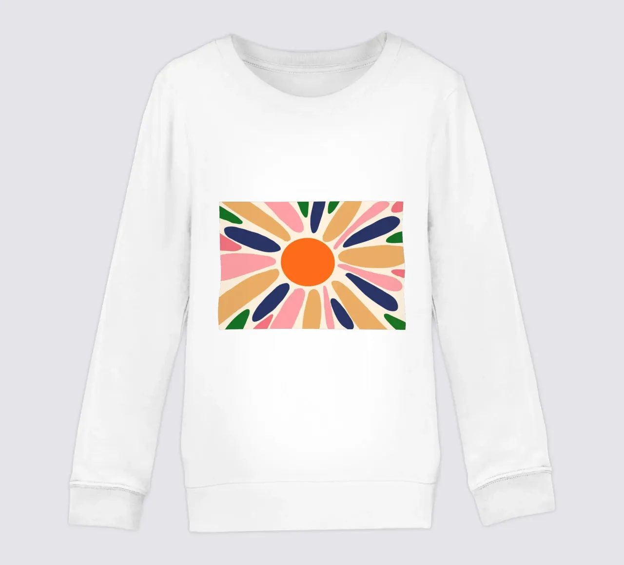 Abstrakter Boho Sunburst Kunstdruck - Lebendiges florales Design Kinder Sweatshirt von vintagepod