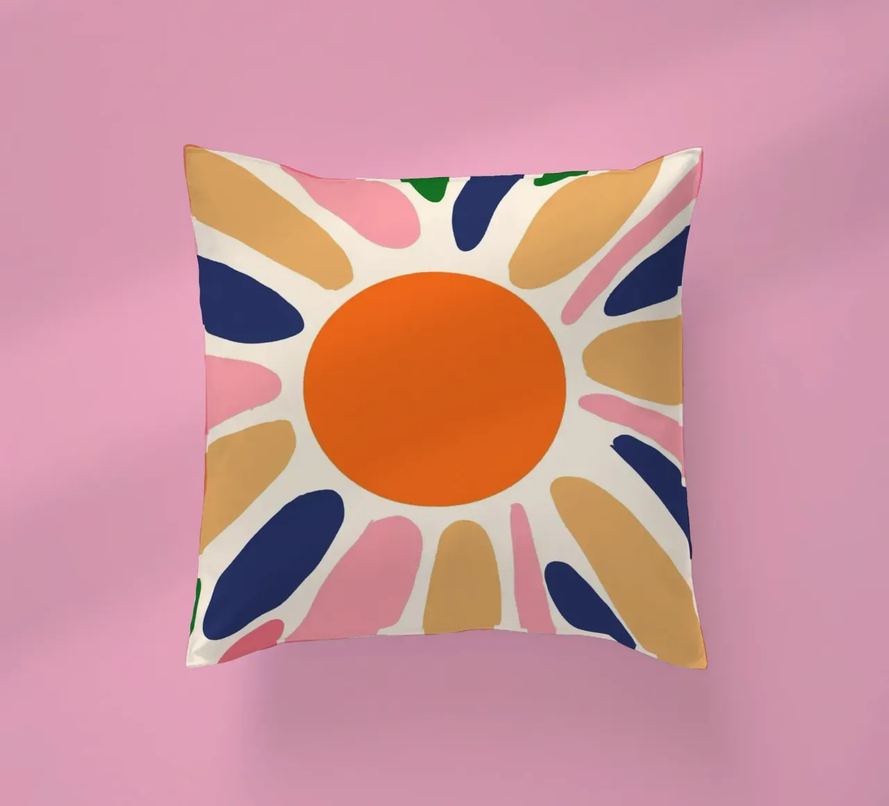 Abstracte Boho Zonnestraal Kunstdruk - Levendig Bloemendesign kussen van vintagepod