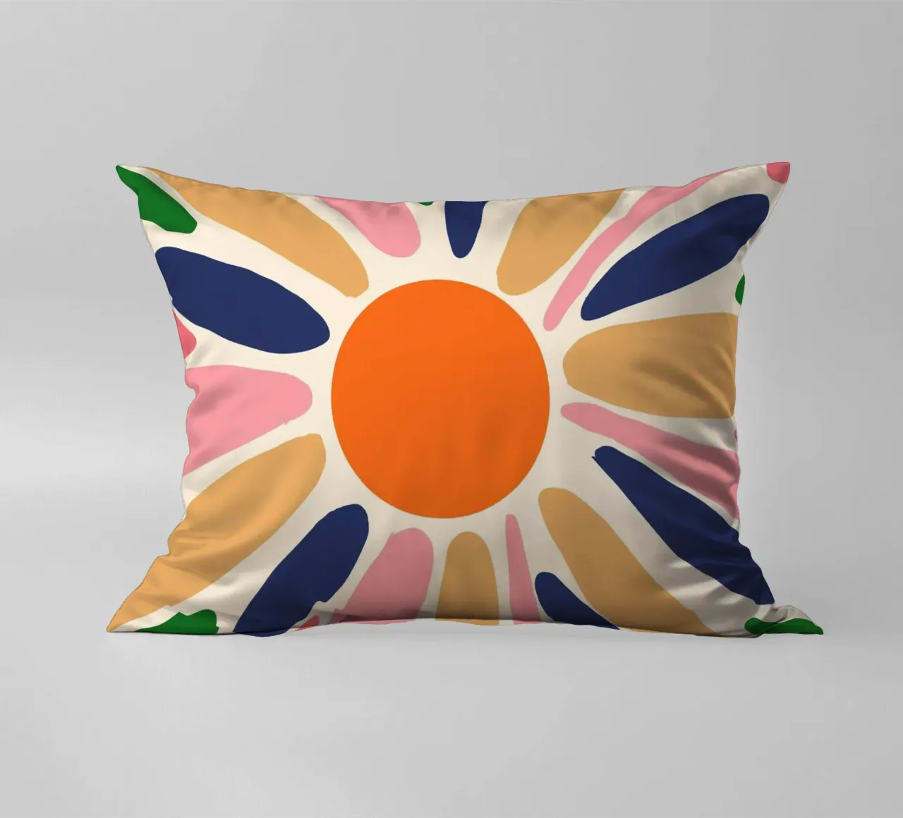Abstracte Boho Zonnestraal Kunstdruk - Levendig Bloemendesign kussen van vintagepod