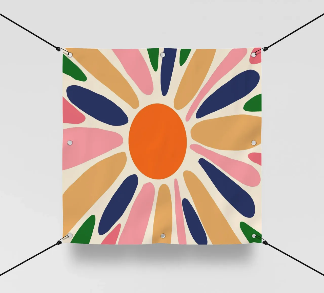 Abstracte Boho Zonnestraal Kunstdruk - Levendig Bloemendesign pvc-zeil van vintagepod