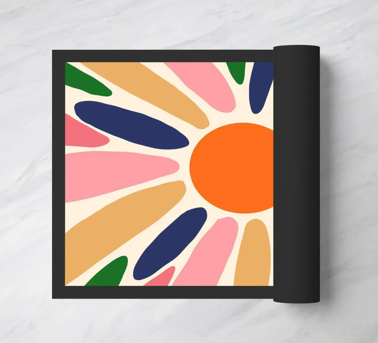 Abstracte Boho Zonnestraal Kunstdruk - Levendig Bloemendesign deurmat van vintagepod