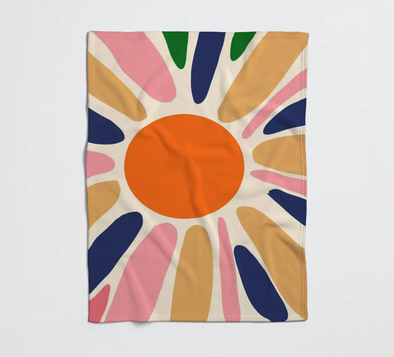 Abstracte Boho Zonnestraal Kunstdruk - Levendig Bloemendesign fleecedeken van vintagepod