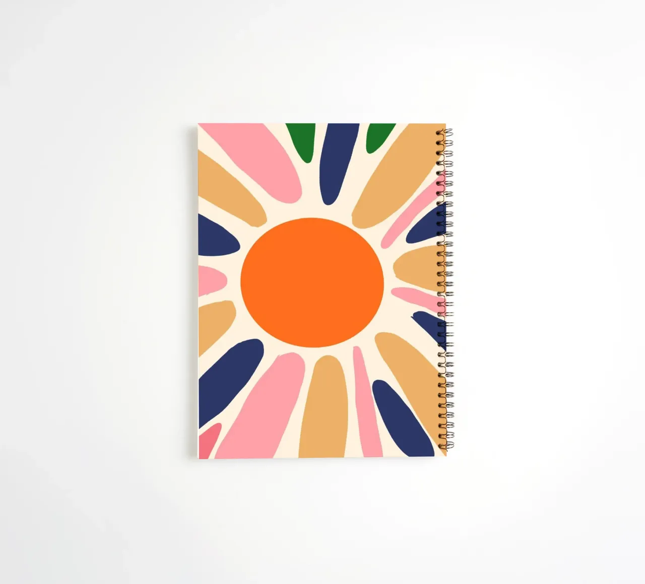 Abstract Boho Sunburst Art Print - Vibrant Floral Design spiral notebook by vintagepod