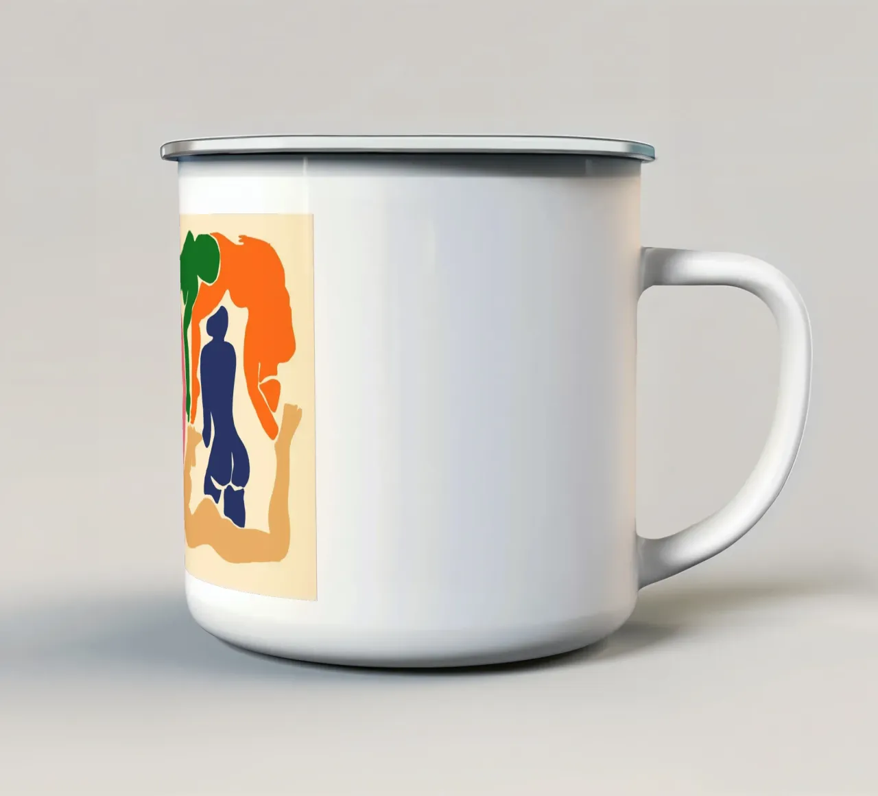 Figure di ispirazione matissiana - Stampa d'arte di forme astratte di nudo tazza in smalto da vintagepod