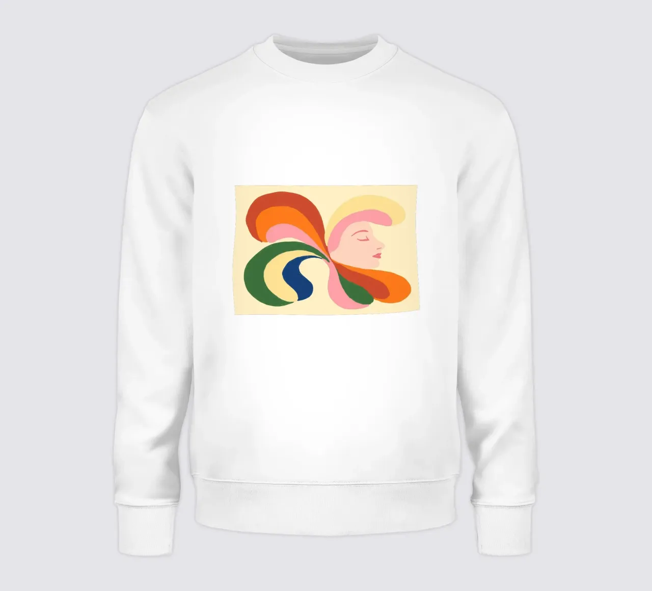 Retro 70s Psychedelic Frau Porträt - Regenbogen Vibes Sweatshirt von vintagepod