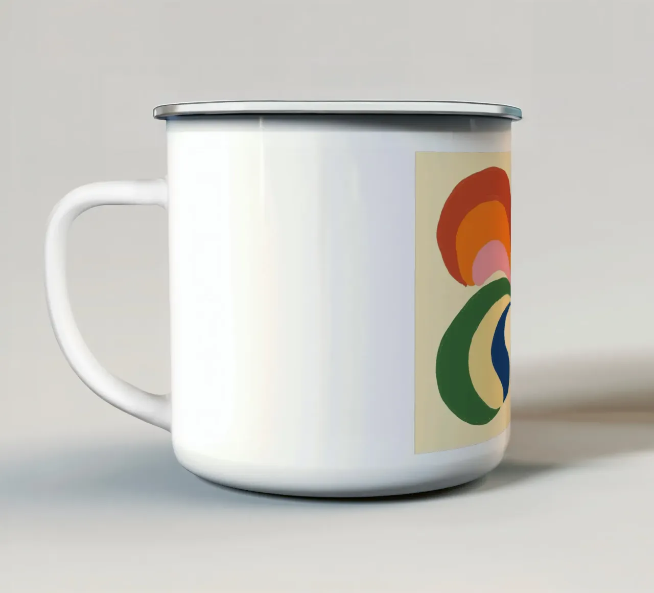 Retro 70s Psychedelic Frau Porträt - Regenbogen Vibes Emaille Tasse von vintagepod