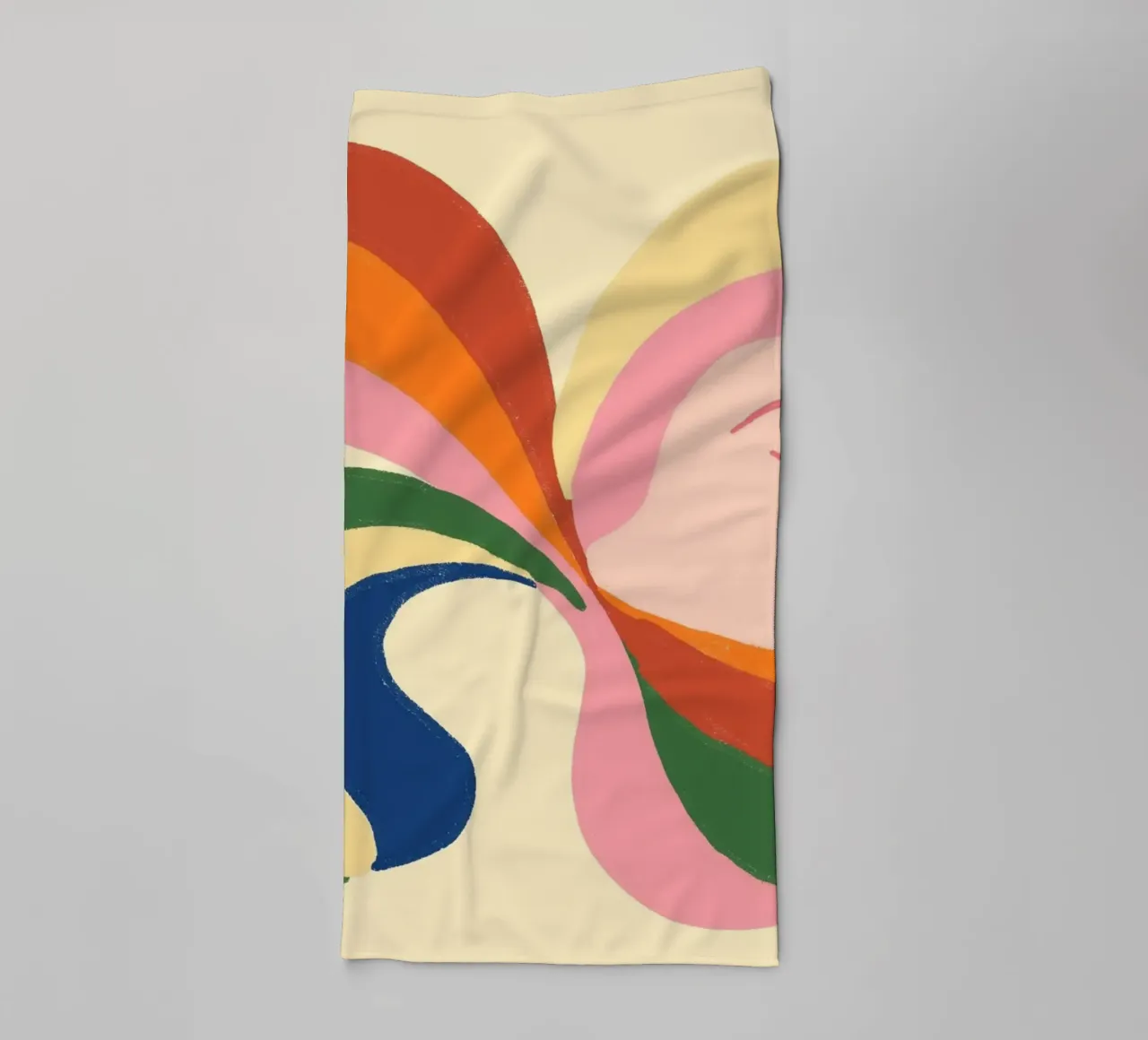 Retro 70s Psychedelic Frau Porträt - Regenbogen Vibes Handtuch von vintagepod