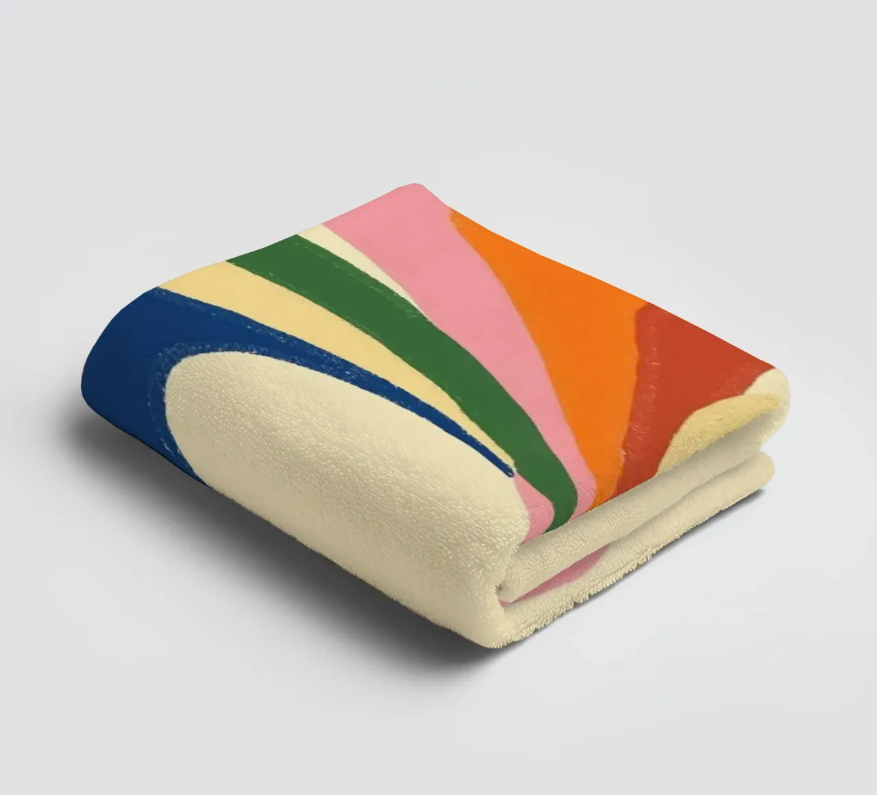 Retro 70s Psychedelic Frau Porträt - Regenbogen Vibes Handtuch von vintagepod