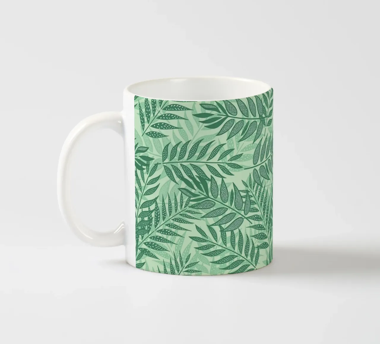 Foglie di palma tropicale verde tenue tazza in ceramica da SilverPegasus