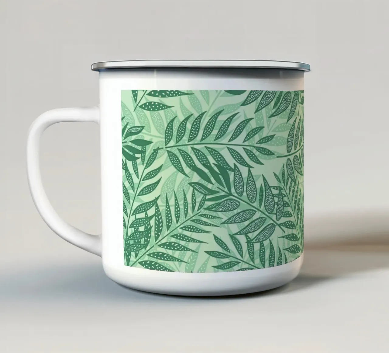 Foglie di palma tropicale verde tenue tazza in smalto da SilverPegasus