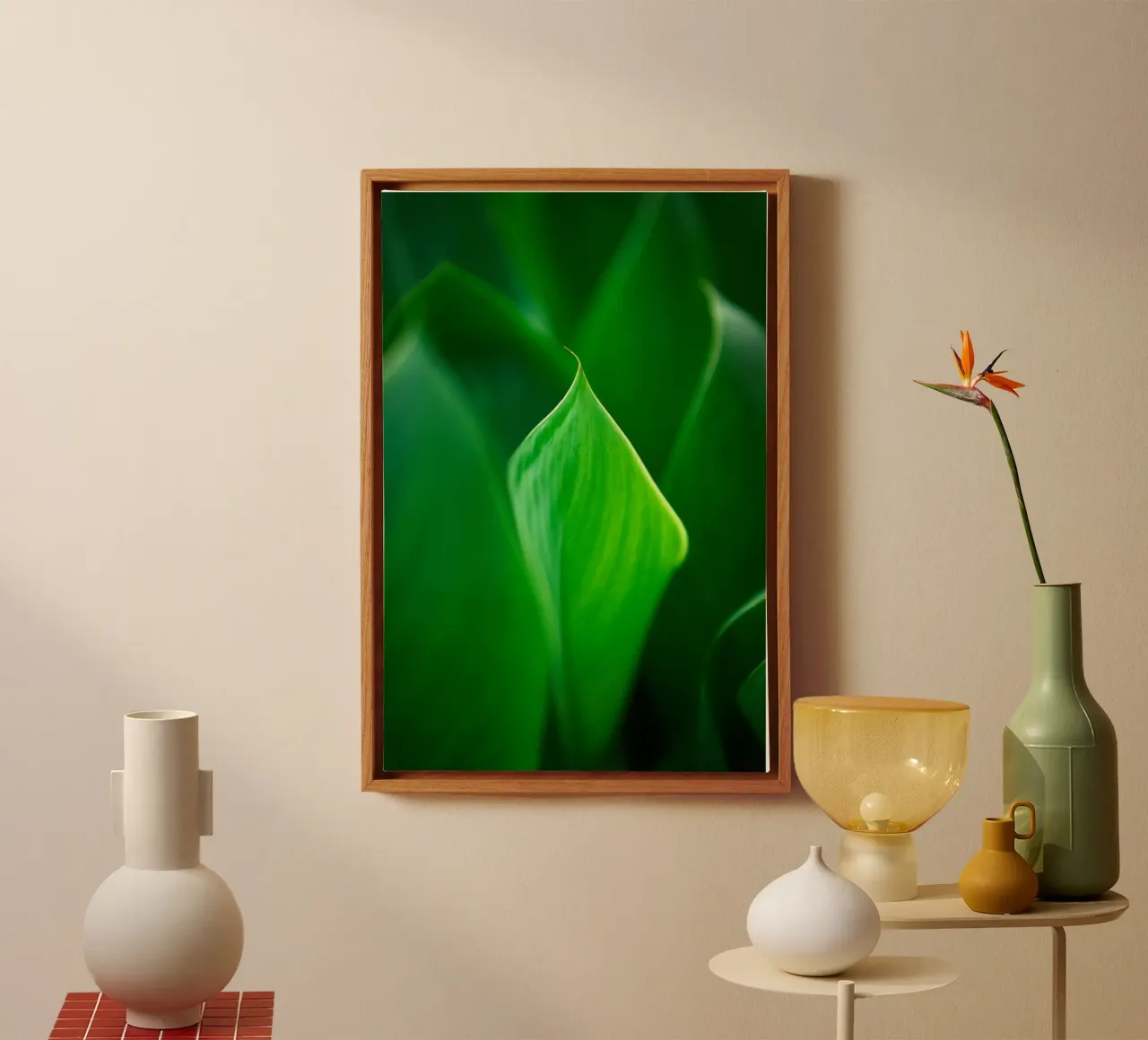bladgroen canvas met Baklijst van Earthly Visions