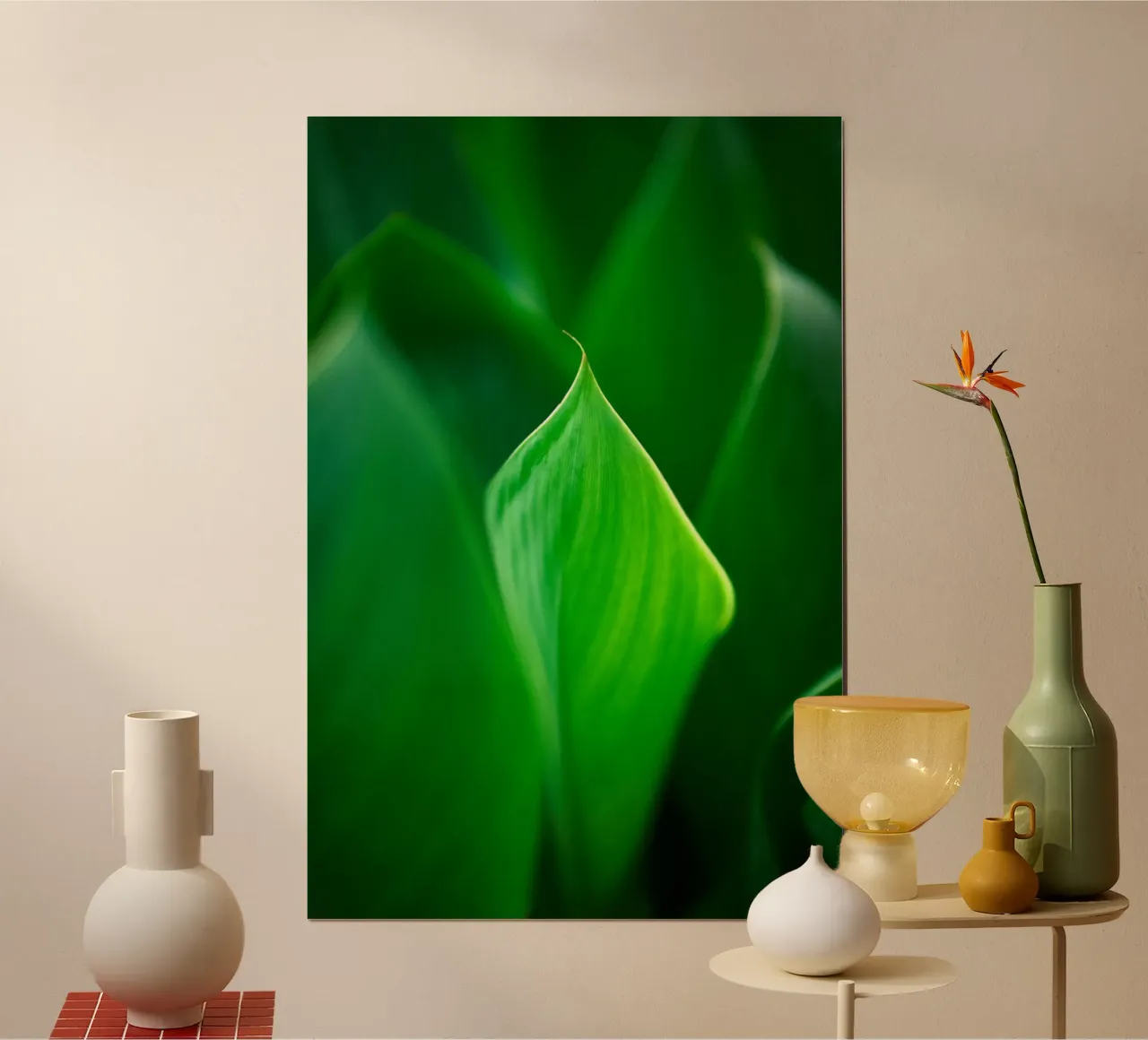 verde foglia poster con telaio in plastica da Earthly Visions