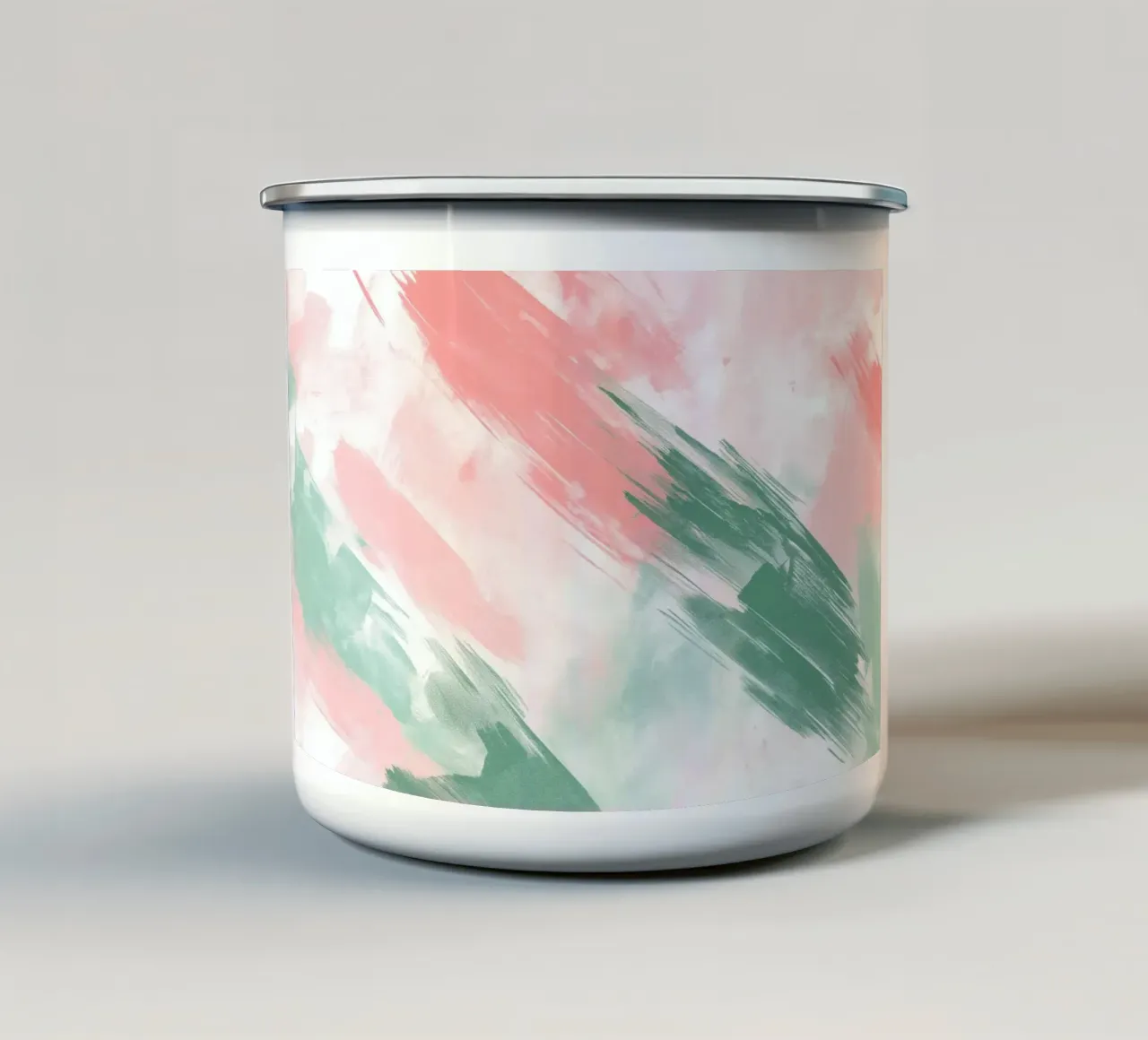 Abstracte Pastel Penseelstreken - Moderne Serene Kunstdruk emaille mok van vintagepod