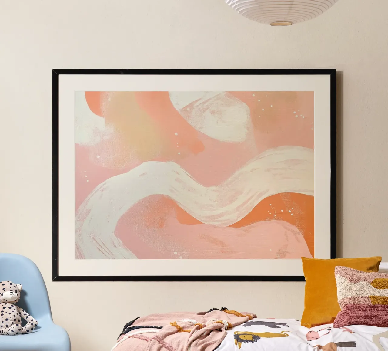 Ätherische abstrakte Wirbel - Blush Pink & Pfirsich Kunstdruck Hahnemühle von vintagepod