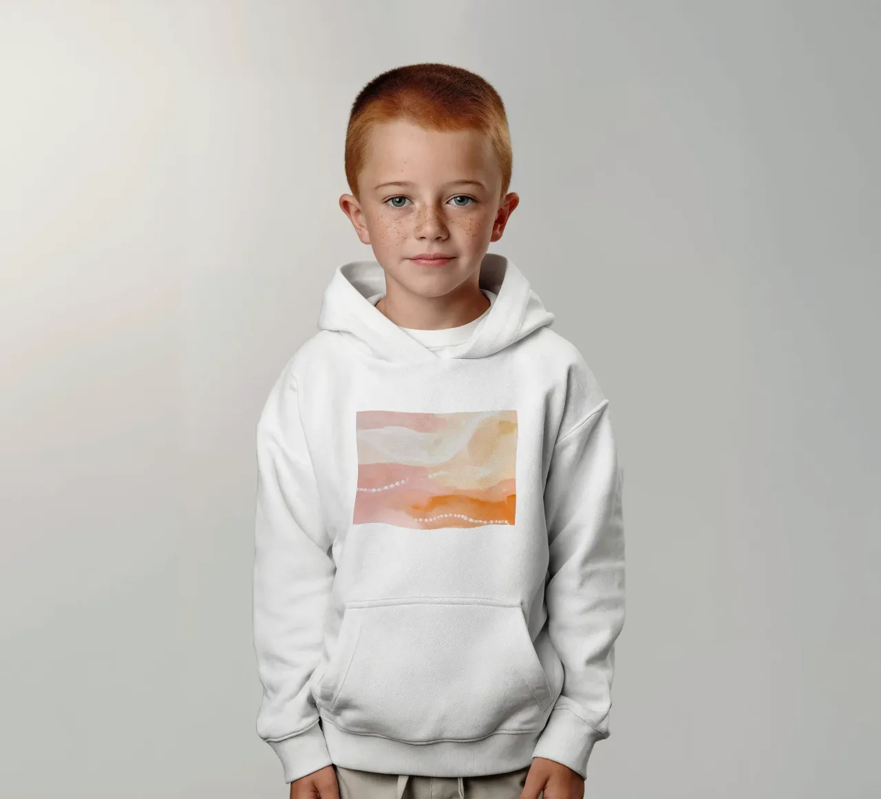Warm Abstract Landscape - Peach & Terracotta Dots kids hoodie by vintagepod
