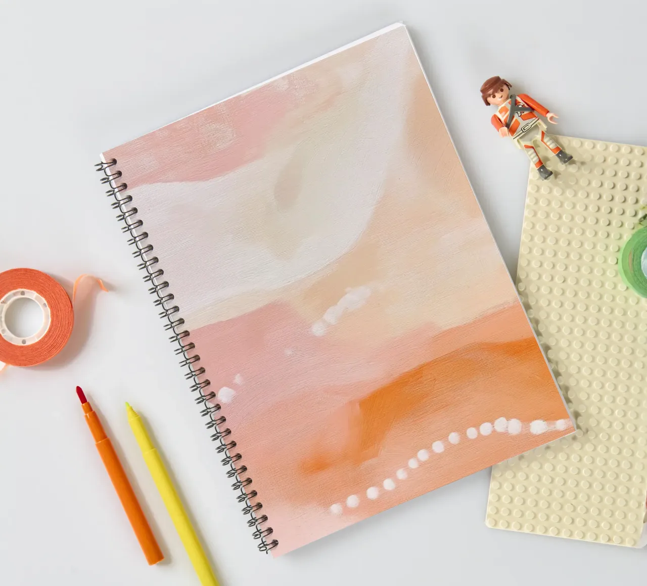 Warm Abstract Landscape - Peach & Terracotta Dots spiral notebook by vintagepod