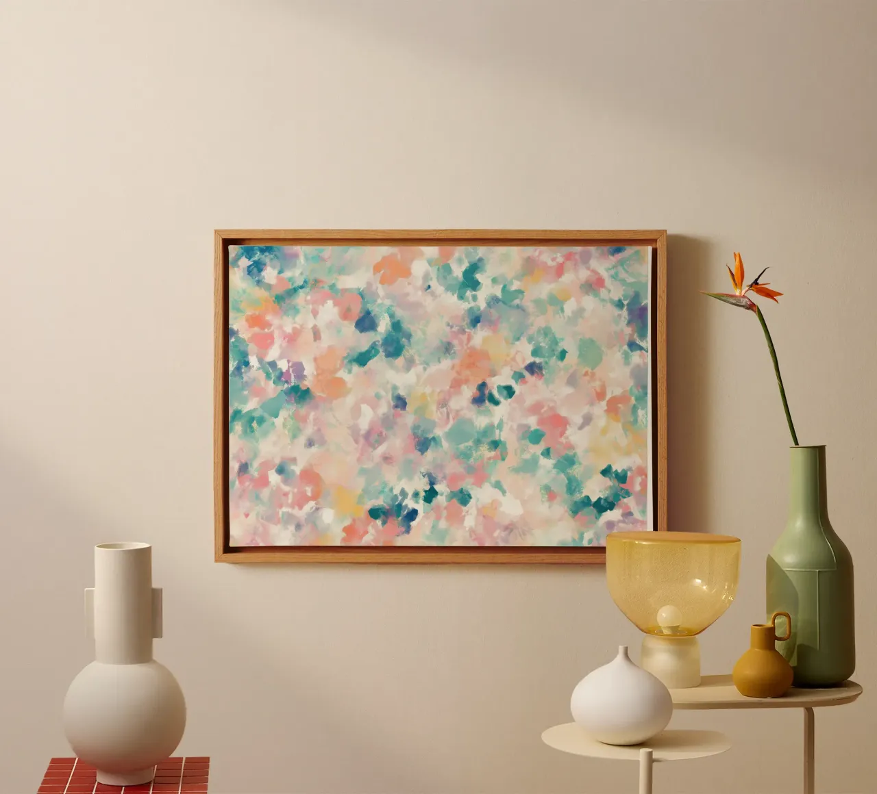 Sogno impressionista a pastello - Macchie astratte ad acquerello tela con Cornice a cassetta da vintagepod