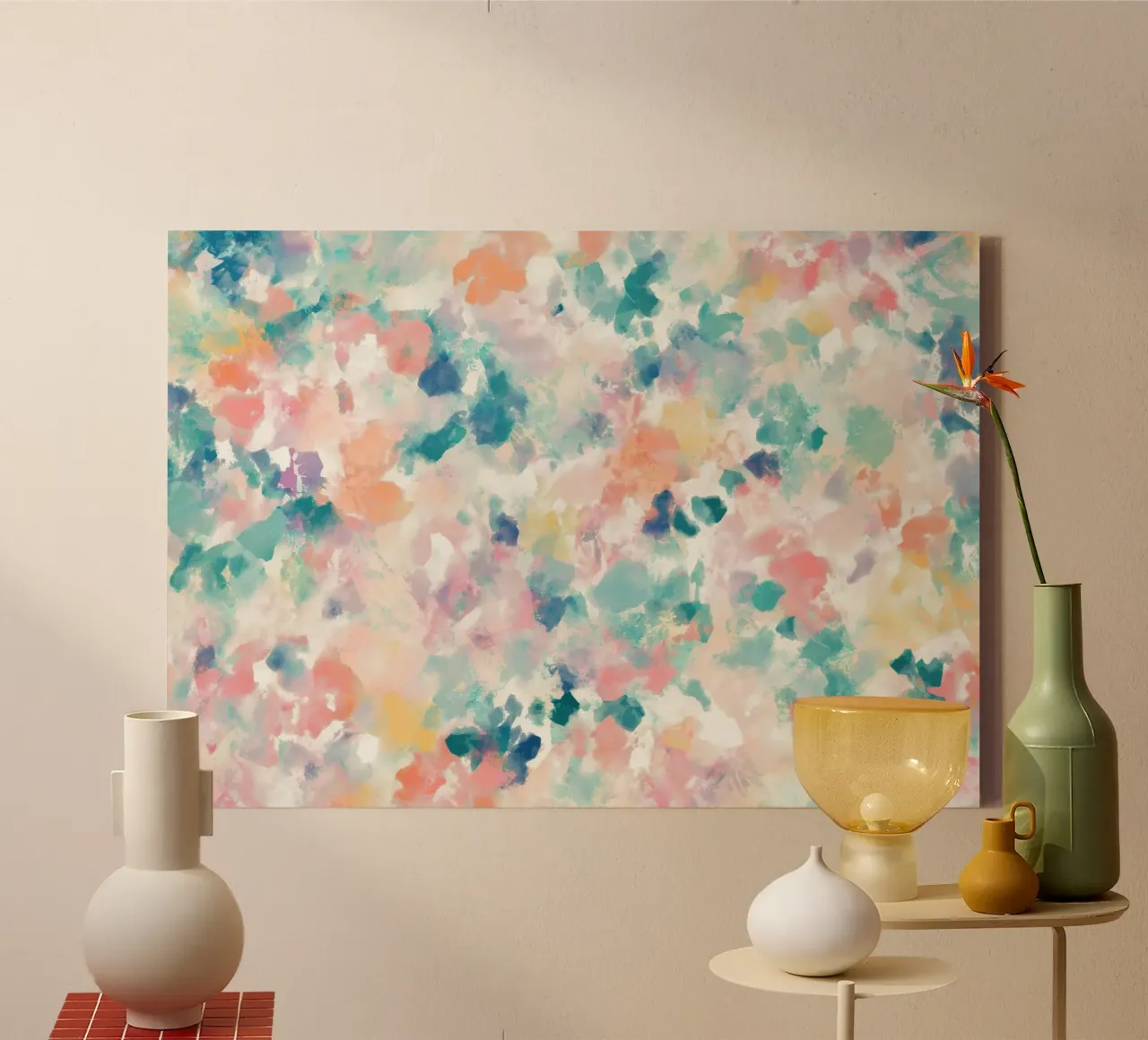 Sogno impressionista a pastello - Macchie astratte ad acquerello tela con Cornice a cassetta da vintagepod