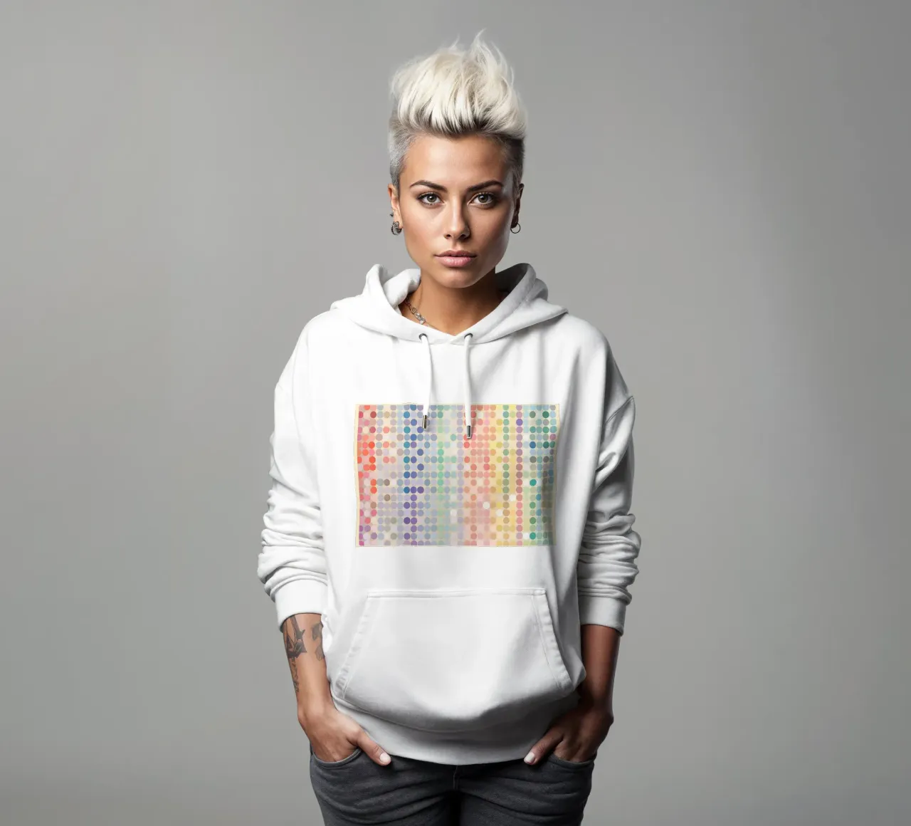 Gradiente arcobaleno Pixel Art - Modello a punti moderno felpa con cappuccio da vintagepod