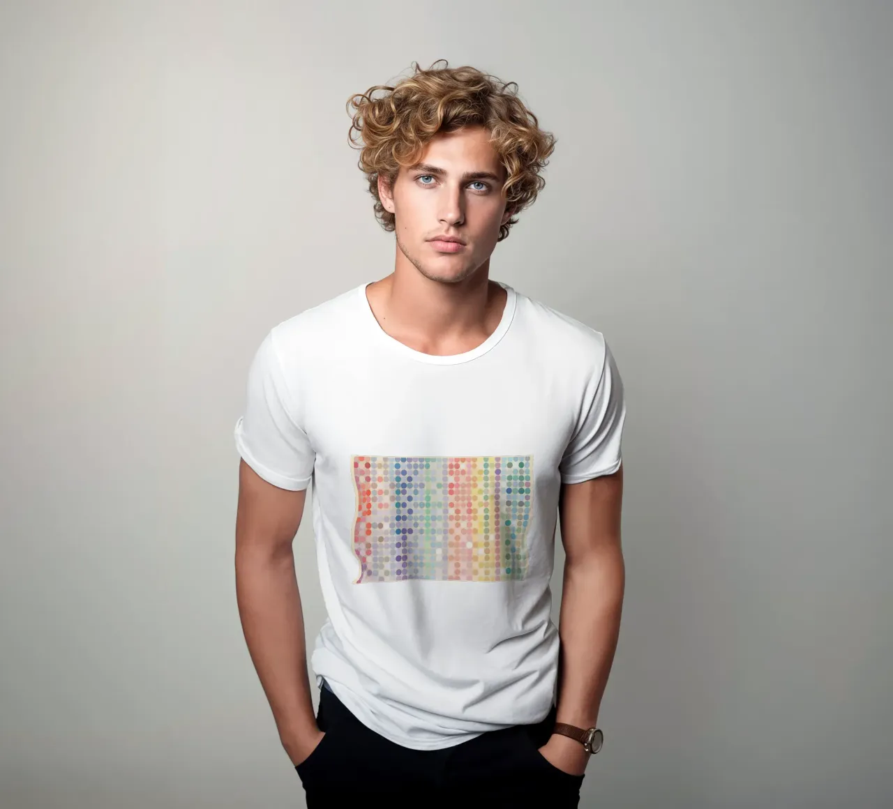 Gradiente arcobaleno Pixel Art - Modello a punti moderno t-shirt da vintagepod