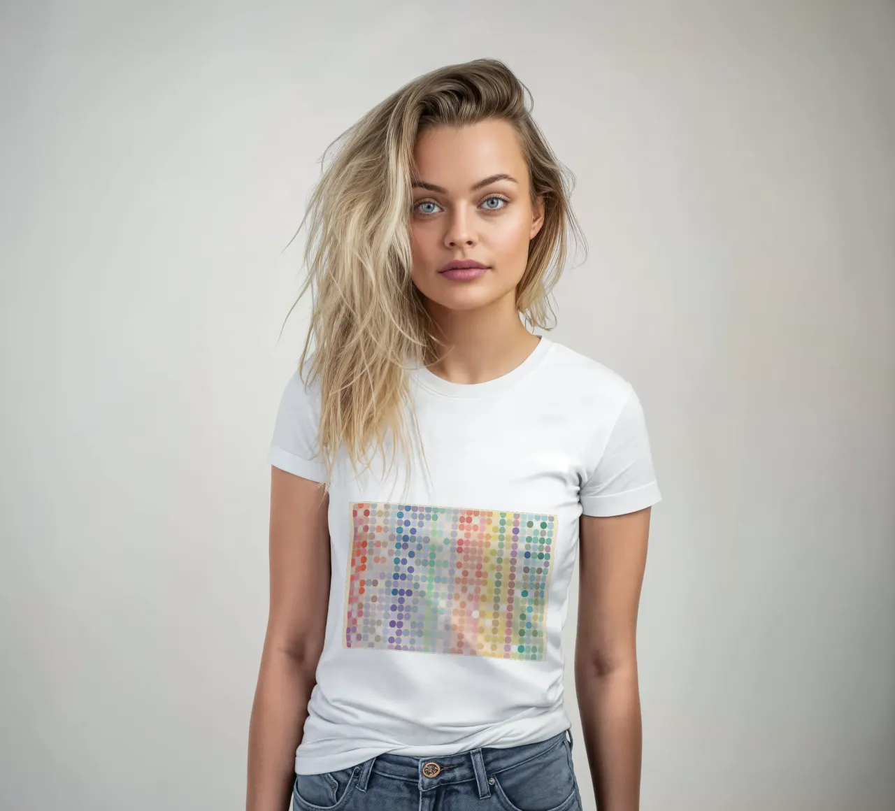 Gradiente arcobaleno Pixel Art - Modello a punti moderno t-shirt da donna da vintagepod