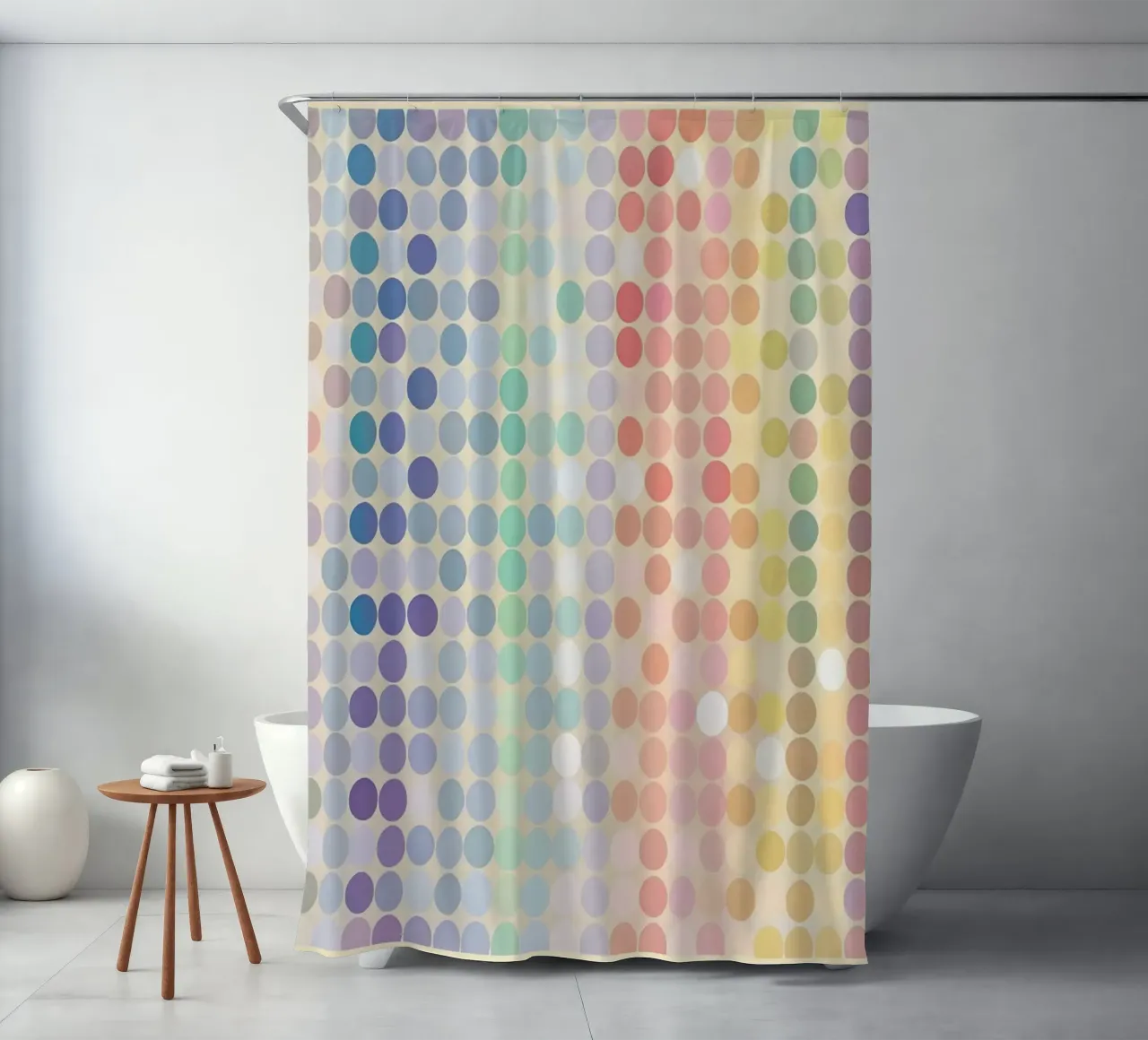 Gradiente arcobaleno Pixel Art - Modello a punti moderno tenda da doccia da vintagepod