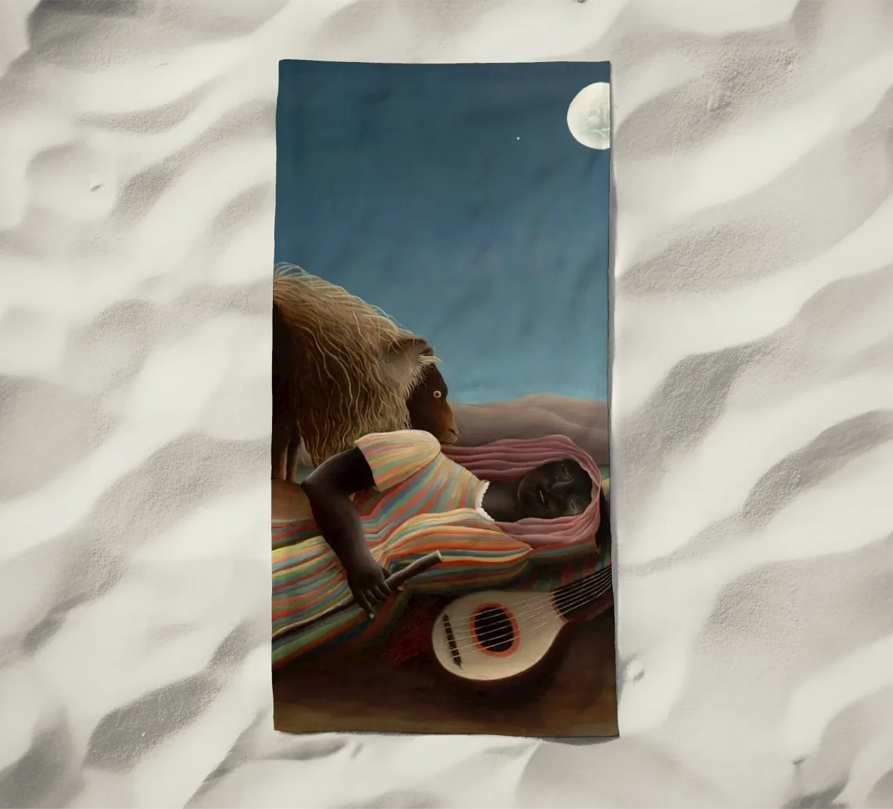 Henri Rousseau La gitana dormida beach towel by 50 masterpieces