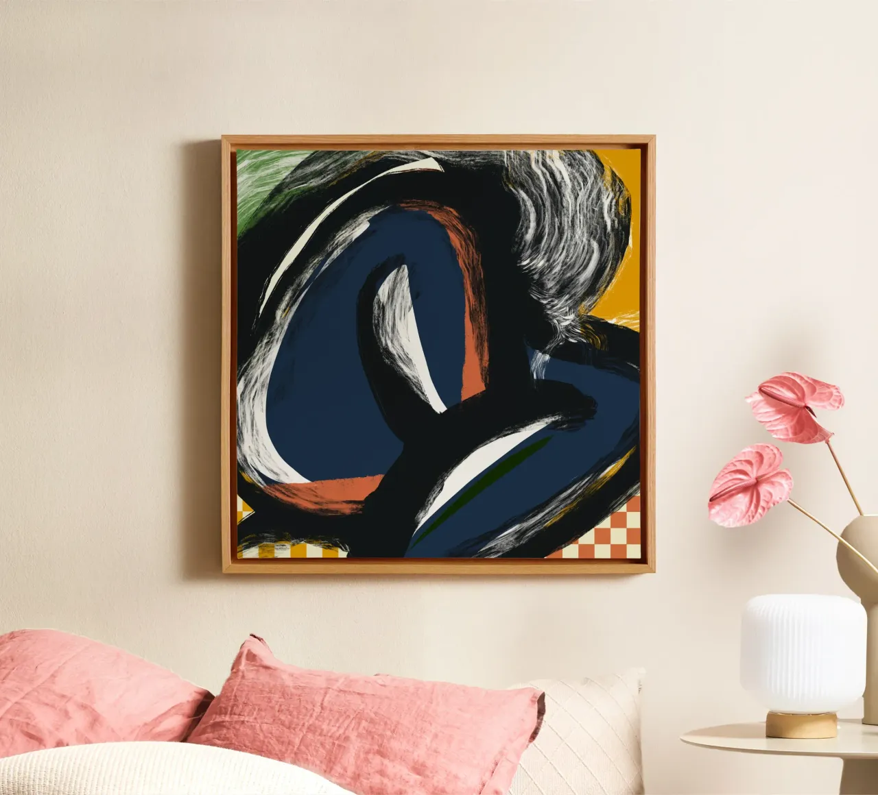 Naakt abstract maximalistisch 04 canvas met Baklijst van Little Dean