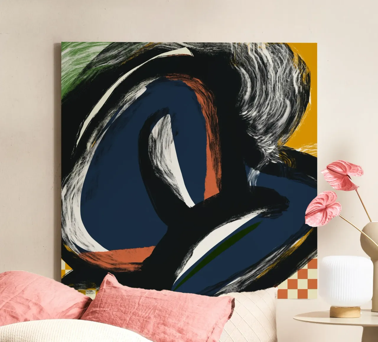 Naakt abstract maximalistisch 04 canvas met Baklijst van Little Dean