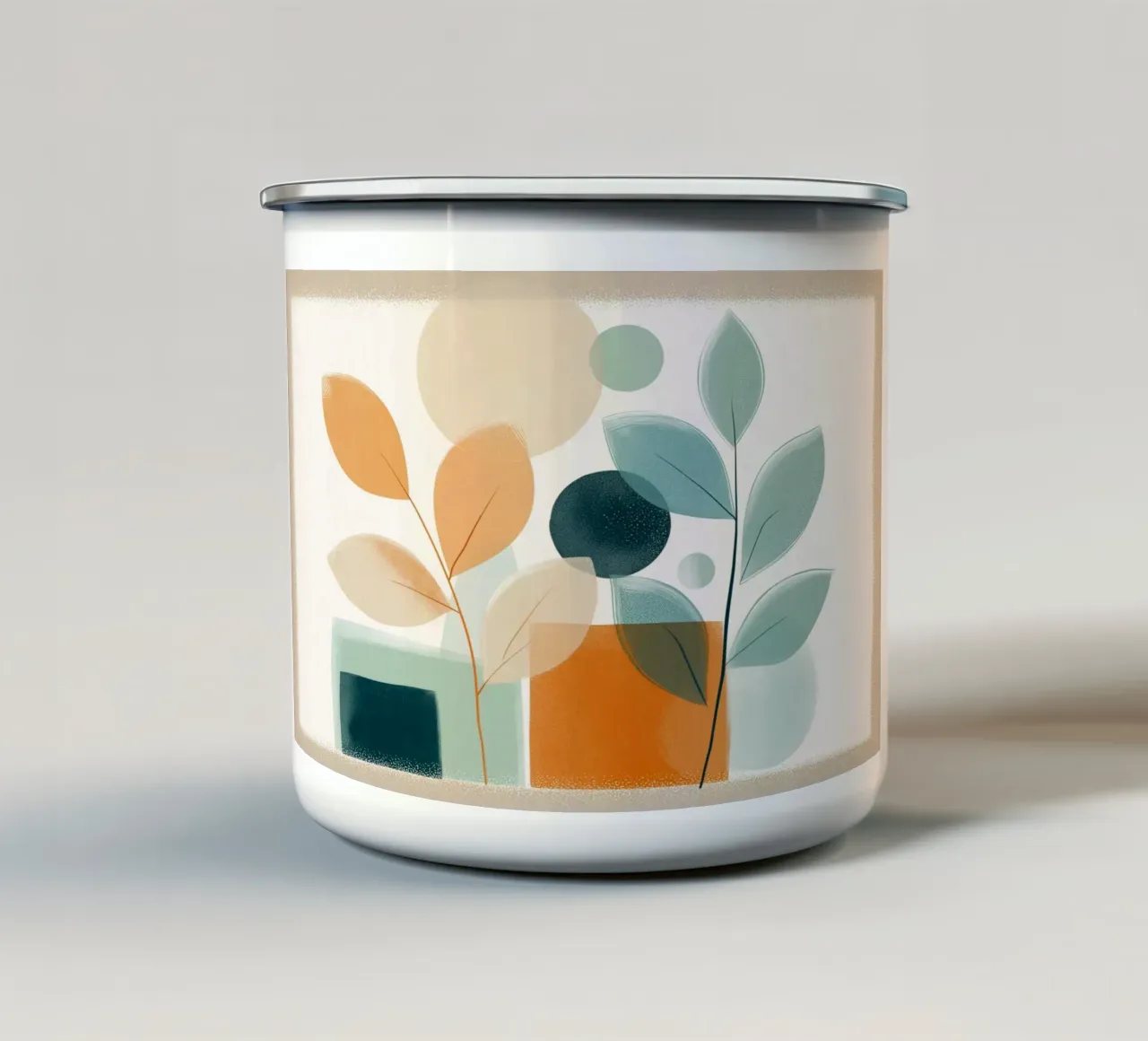 Astratto botanico moderno di metà secolo - Toni della terra tazza in smalto da vintagepod