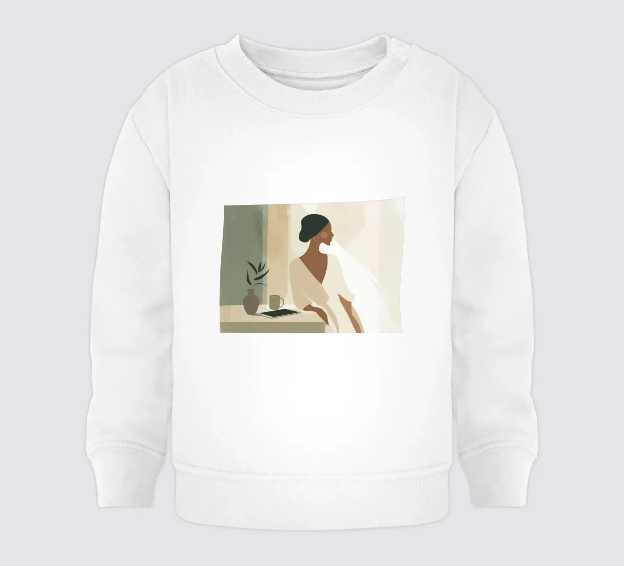 Elegant Woman Portrait - Minimalist Serene Interior baby sweatshirt by vintagepod